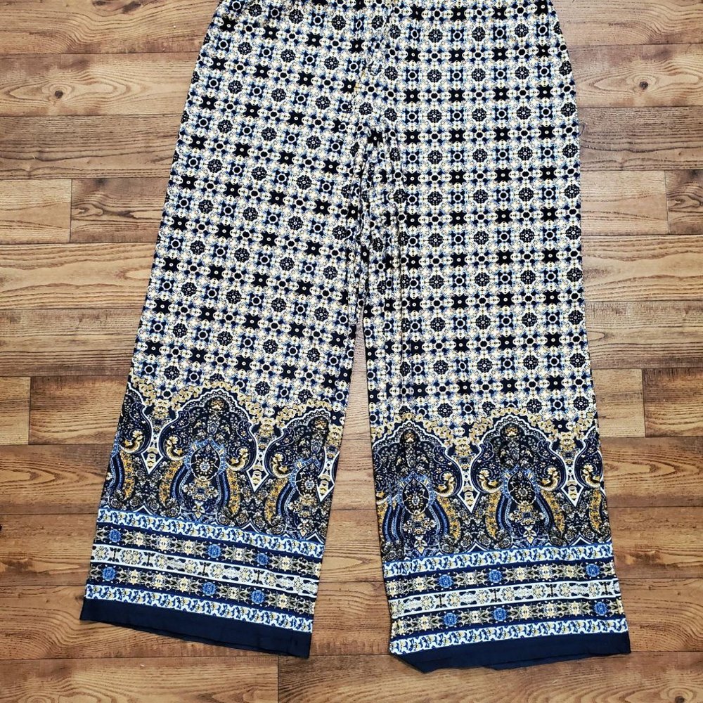 Wide Leg Blue and Gold Roz & Ali Pants XL